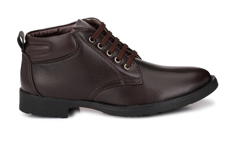 MACTREE Men's Brown Premium Mid Top Boots (2805brown_8) - Image 3
