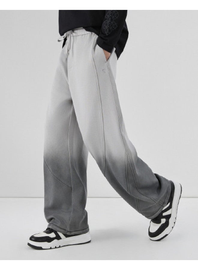 Cabbeen Gradient Washed Knit Pants Men Embossed 3d Logo 2026 Spring Knit Casual Sweatpants - Image 1