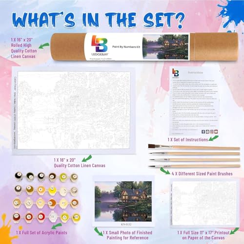 Ledgebay Paint by Number for Adults: Beginner to Advanced Number Painting Kit - Fun DIY Adult Arts and Crafts Projects - Kits Include - (Cabin Fever, 16" x 20" Unframed) - Image 4