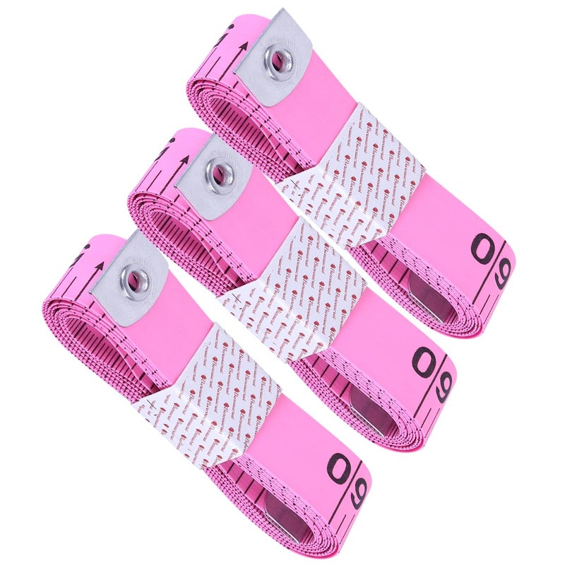 Bureaucrat Bureaucrat Measuring Tape Body Measurement Inch Tape 60 Inches150 CMs Double Side Rulers Fiberglass Flexible PortableSewing Dress Making Tailors Tape Pink Pack of 3