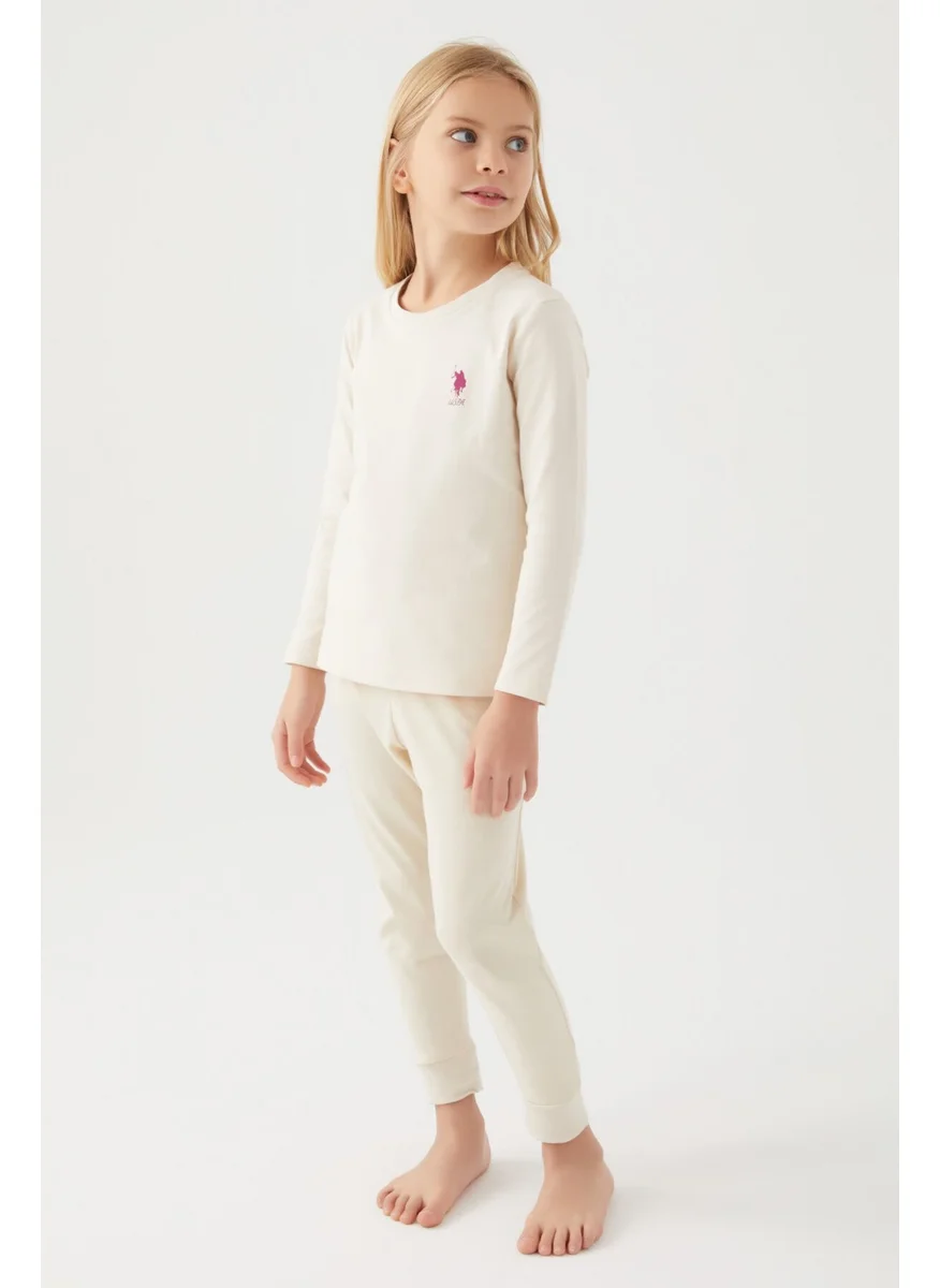 يو اس بولو اسن Girls Beige Pajama Set