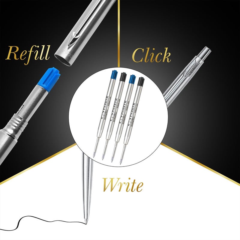 Parker Classic Stainless Steel Chrome Trim Ball Pen - Blue Ink - Image 4