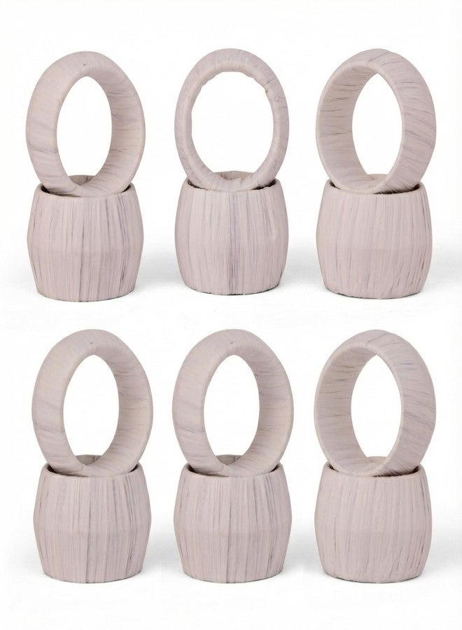 GURU JEE™ Handmade Raffia Rattan Napkin Rings White Set of 12 Everyday Use Dining Party Tabletop Décor Gifts Napkin Holder 1.5 Inch in Size Artisan Crafted in India - Image 1