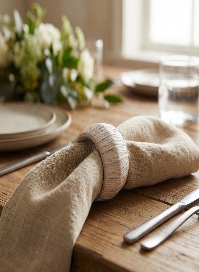 GURU JEE™ Handmade Raffia Rattan Napkin Rings White Set of 12 Everyday Use Dining Party Tabletop Décor Gifts Napkin Holder 1.5 Inch in Size Artisan Crafted in India - Image 5