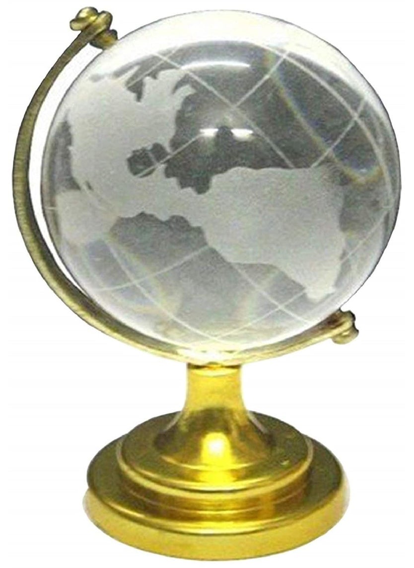 numeroastro - numeroastro Vastu Feng Shui Crystal Globe With Golden Stand For Vastu Feng Shui Small 6 Cms 1 Pc - Image 1