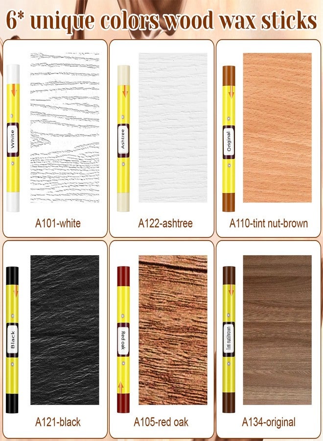 Sibba 9Pcs Wood Filler Sticks, 6 Color Wax Crayons for Scratches with Scraper, Gloves and Cloth, Wood Floor Repair Kit for Scratches, Cracks and Holes on Cabinets, Tables, Doors - Image 3