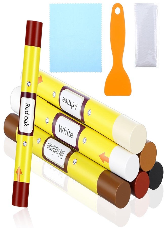 Sibba 9Pcs Wood Filler Sticks, 6 Color Wax Crayons for Scratches with Scraper, Gloves and Cloth, Wood Floor Repair Kit for Scratches, Cracks and Holes on Cabinets, Tables, Doors - Image 1