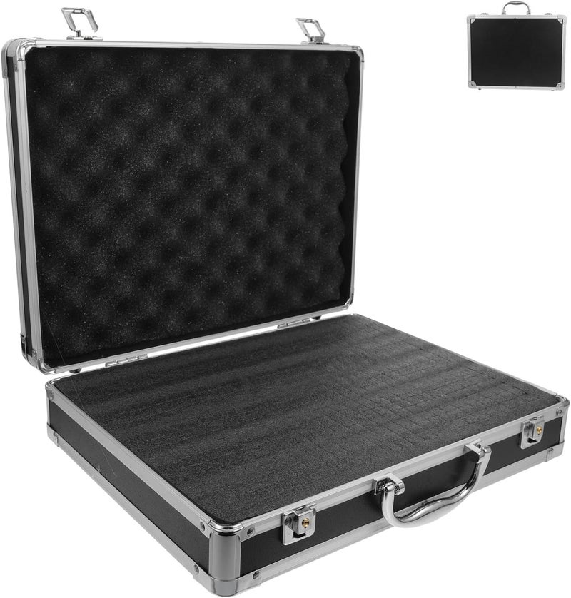 KICHOUSE Aluminum Alloy Tool Box Briefcase with Shockproof Foam Portable Handheld Storage Case Small Hard Aluminum Storage Case for Men Document Organizer - Image 1