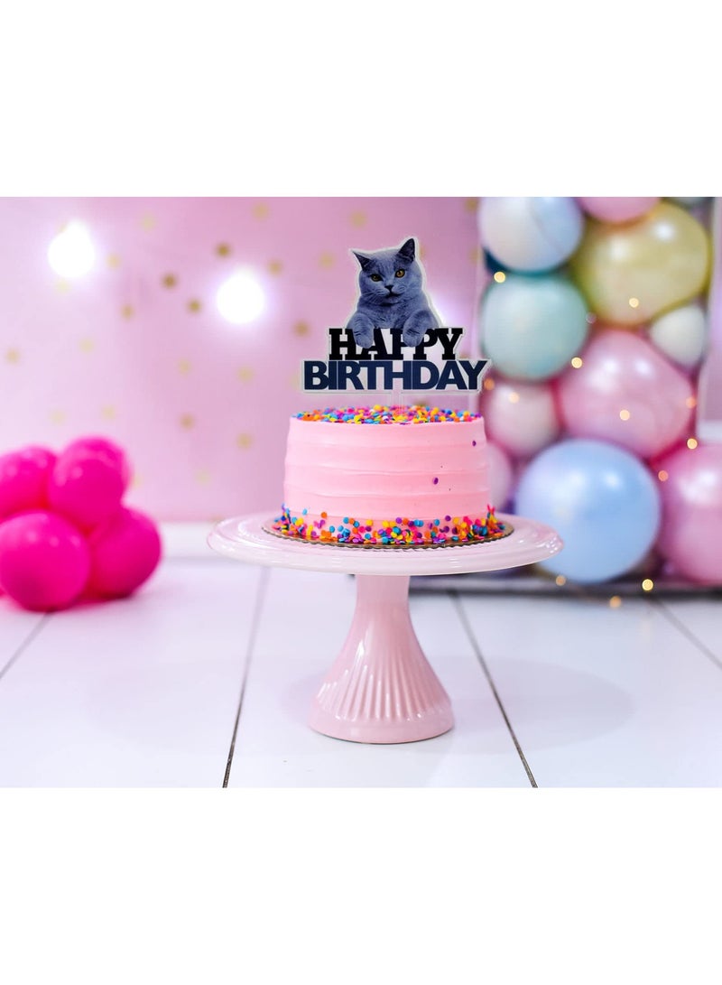 Zikra Cat-Themed Birthday Cake Toppers - 9 Pcs Acrylic Happy Birthday Decorations for Cat Lovers and Their Feline Friends - Perfect for Kitty Cat Birthday Parties! - Image 5