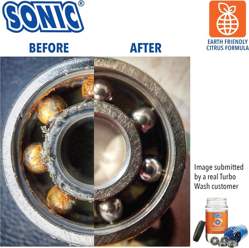 SONIC Turbo Wash, Complete Skate Bearing Cleaning Kit Includes 8 oz Citrus Cleaner, Inline Skates, Roller Skates, Skateboards, Patented, Made in USA Field test upgraded craftsmanship - Image 5