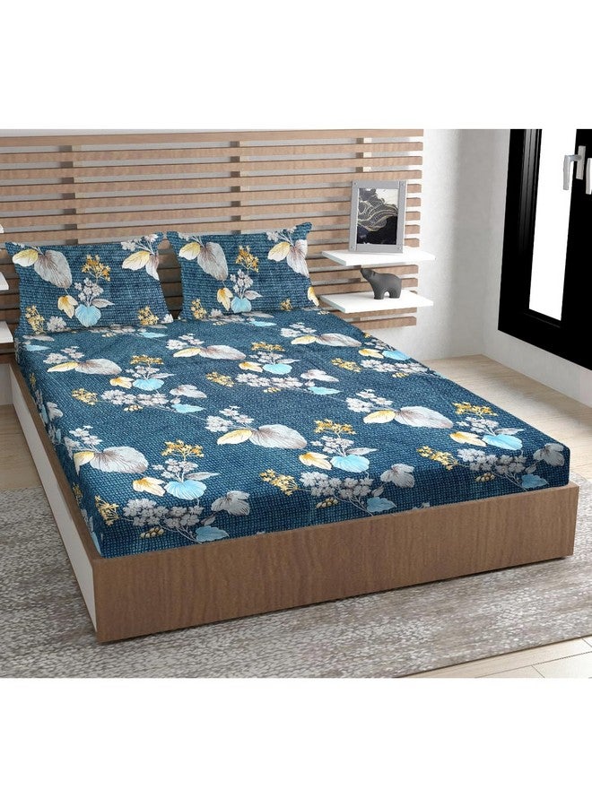 Urban Magic 100% Microfiber Printed Blue Double Bedsheet with 2 Pillow Covers, Size - 215 x 210 cm, Pack of 1 - Image 2