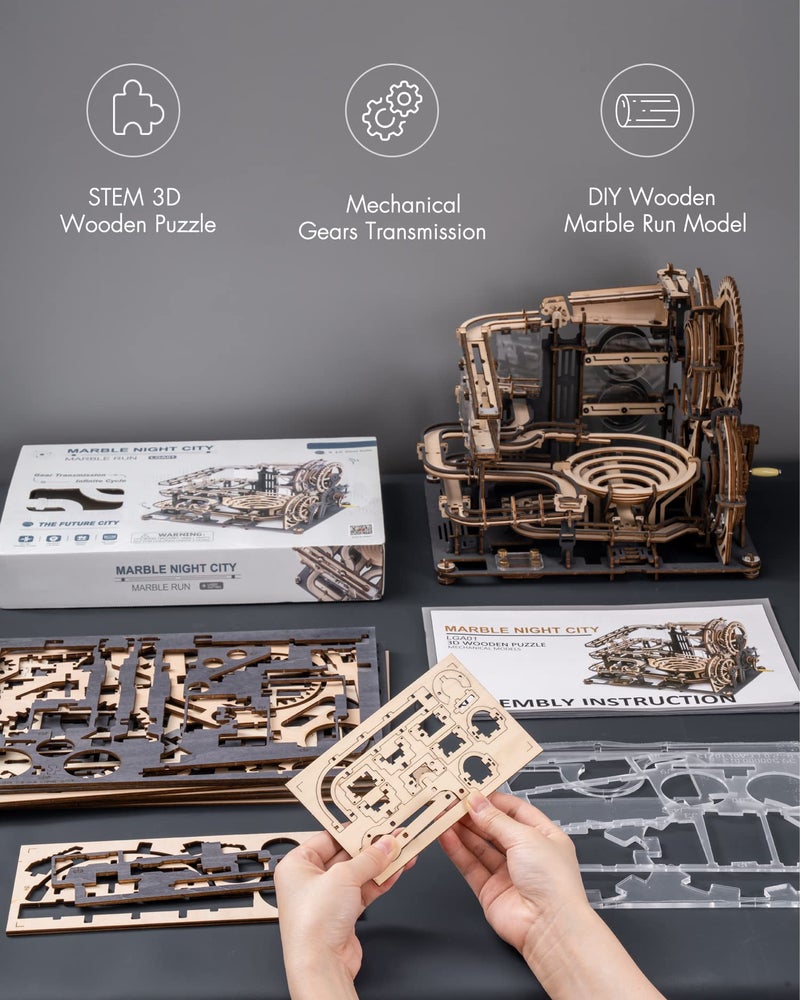 RoWood 3D Puzzles for Adults, Model Kits for Adults to Build, Wooden Puzzles Christmas Birthday Gifts - Marble Night City LGA01 - Image 5
