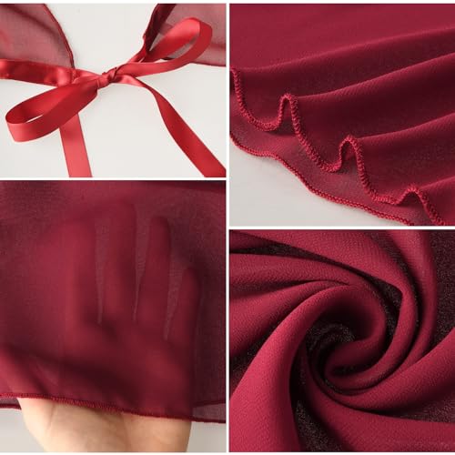 Yolev Women's Ballet Wrap Skirt Chiffon Dance Wrap Skirt with Adjustable Waist Tie Gymnastics Ballet Skirts for Women (Red) - Image 5