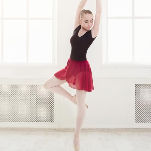 Yolev Women's Ballet Wrap Skirt Chiffon Dance Wrap Skirt with Adjustable Waist Tie Gymnastics Ballet Skirts for Women (Red) - Image 2