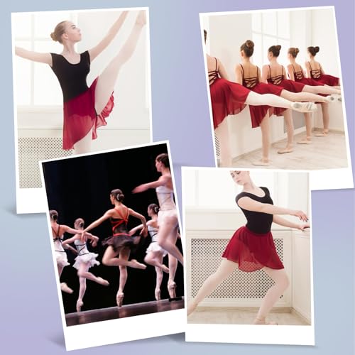Yolev Women's Ballet Wrap Skirt Chiffon Dance Wrap Skirt with Adjustable Waist Tie Gymnastics Ballet Skirts for Women (Red) - Image 3