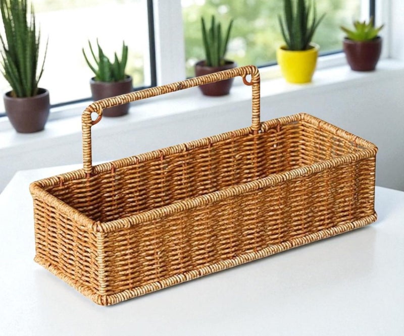 PAUL SONS PAULSONS Rattan Wall Hanging Basket, Wall Mounted Rattan Storage Basket for Kitchen, Bathroom, Wicker Organizer for Onions, Potatoes, Eggs, Garlic Size: 31.5cmx12.5cmx14.5cm (RECTANGLE, 1, Count) - Image 4