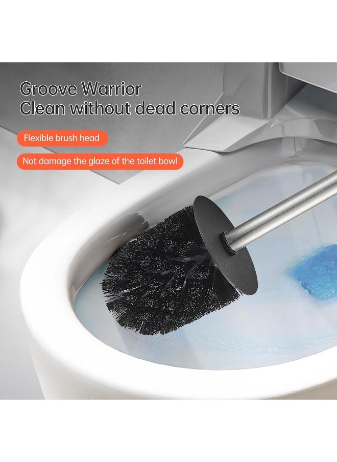 BRIMIX - BRIMIX Toilet Brush with Holder Set Stainless Steel 304 Toilet Cleaning Brush for Bathroom Round Floor Standing Toilet Bowl Brush - Image 1