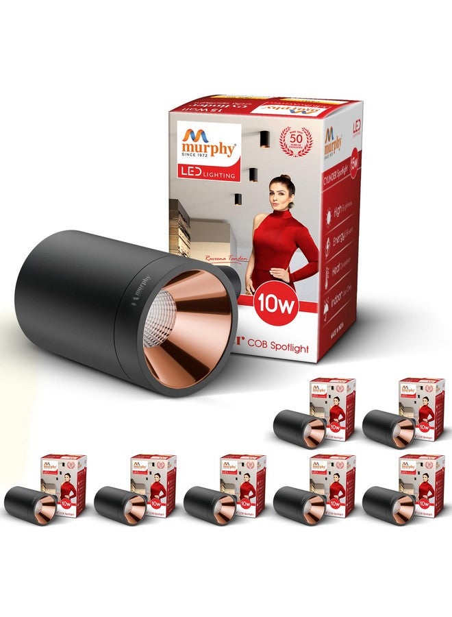 Murphy Aluminium 10W Black Body Cylindrical Surface Mounted Spot Light Down Light (Warm White, Pack Of 8) - Image 1