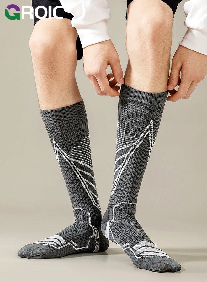 GROIC 2 Pairs Sports Basketball Woven Mid-Calf Socks, Elite Basketball Socks, Athletic Socks with 3D Ankle Protection, Football & Running Socks, Compression Cushion Sport Socks Unisex  - Image 5
