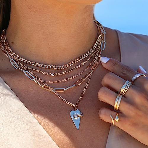 NUZON 18K Gold Plated 4 CZ Station Necklace for Women White Stone by the yard Necklaces 3mm Cuban Curb Link Chain Dainty Layering Jewelry 16.5’’ - Image 3