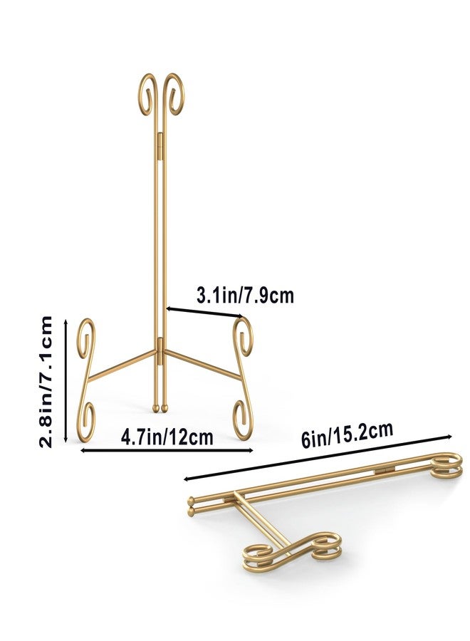 HEMYLU Gold Plate Stand, 6 Inch Decorative Plate Holder for Displaying Platters, Heavy-Duty Metal Easel Stand for Picture, Photo Frame, Plates, Books and Round Objects - Image 2
