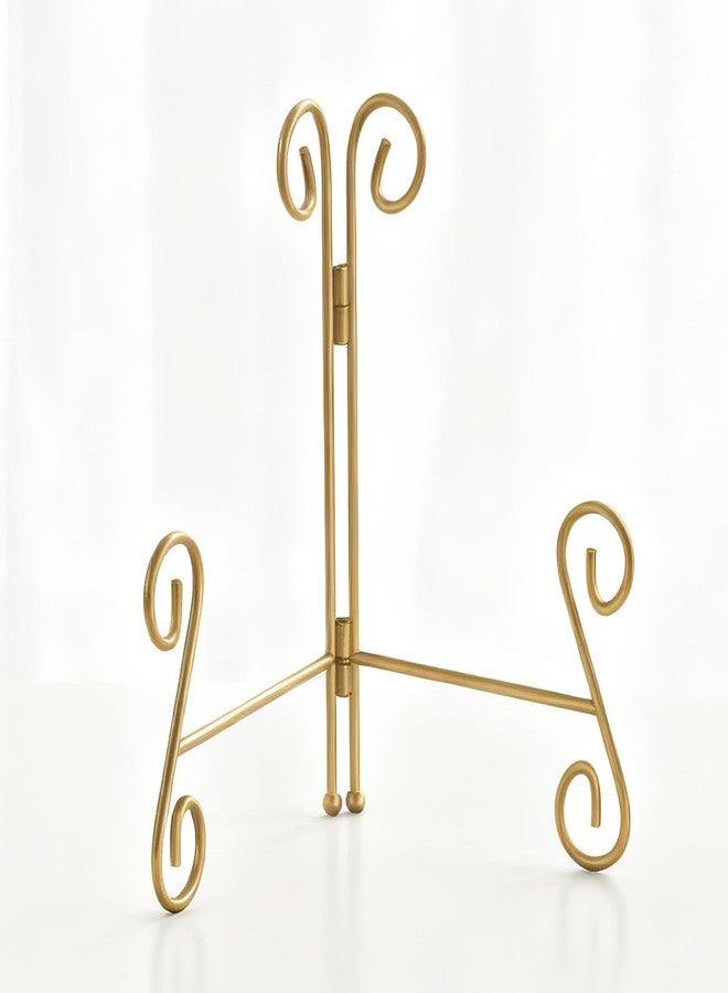 HEMYLU Gold Plate Stand, 6 Inch Decorative Plate Holder for Displaying Platters, Heavy-Duty Metal Easel Stand for Picture, Photo Frame, Plates, Books and Round Objects - Image 1