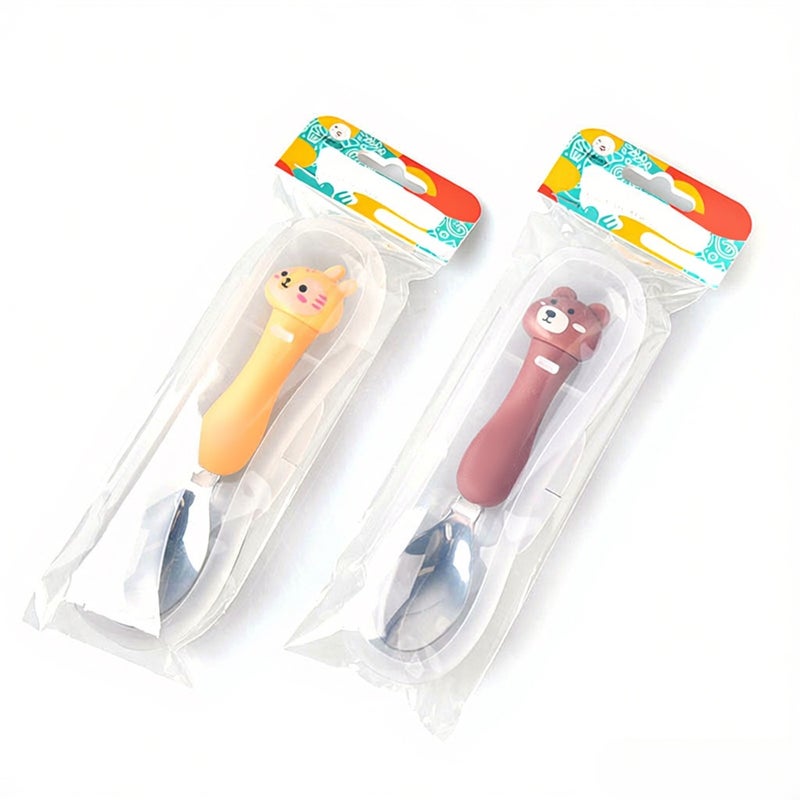 Children Stainless Steel Spoons Students Cute Portable Tableware Lovely Cartoon Animal Spoons - Image 4