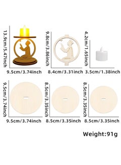 LOOPITYS Ramadan Decorative LED Candles, with three styles in one package: Ramadan Decorative LED Candle with Wooden Base, Wooden Candlestick with LED Candle, Muslim LED Candle, Wooden Lamp for Ramadan Decoration  - Image 5