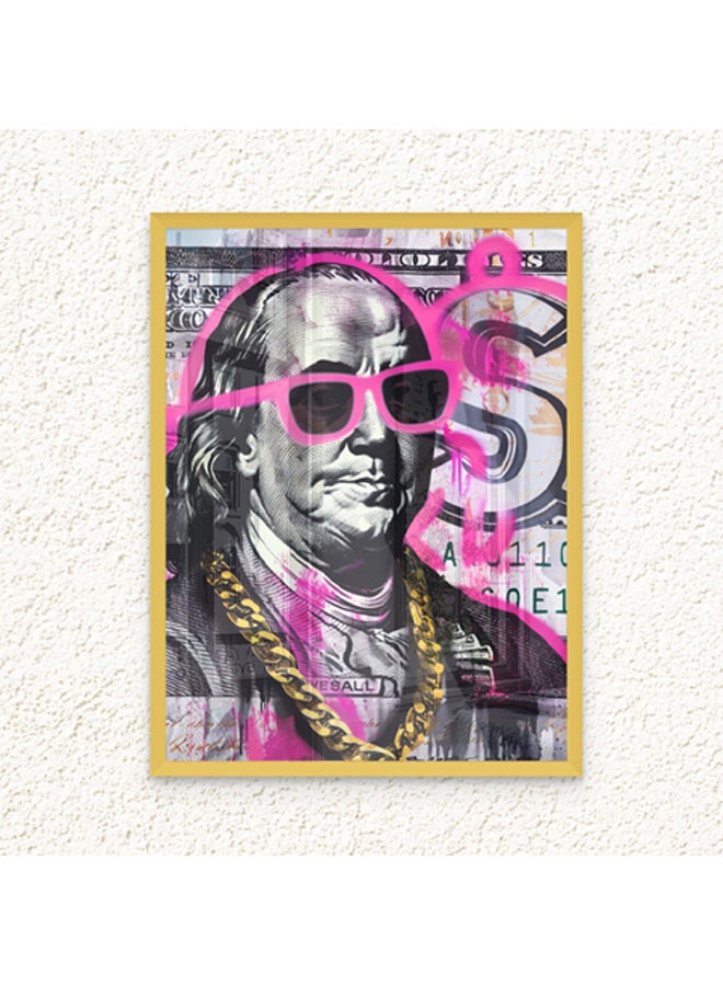 آرت دیکور  ديكور فني مؤطر، صورة فنية جميلة، طباعة لبن فرانكلين على فاتورة الدولار الأمريكي، عمل فني حديث حضري جريء للشارع، غرفة المعيشة، غرفة النوم، المكتب، ديكور الاستوديو المنزلي - Image 1