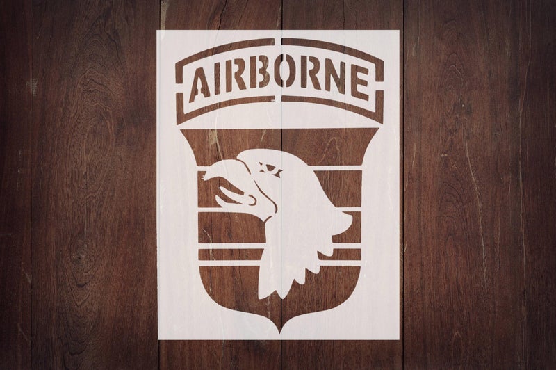 STENCILAIR Reusable 101st Airborne Division Stencil 8.5" x 11" - Custom, Military-Themed Design for Patriotic Crafts - Image 1