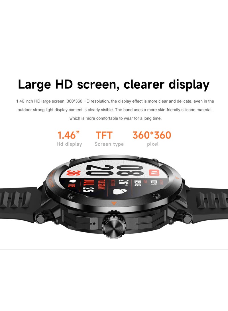 ساعة ذكية مع سماعات أذن 2 في 1 ساعة ذكية لاسلكية مزودة بسماعات بلوتوث، شاشة لمس عالية الدقة كبيرة 1.47 بوصة، NFC، جهاز تتبع اللياقة البدنية والصحة والنوم، مشغل تحكم بالموسيقى، أوضاع رياضية للمكتب والمنزل والرياضة في الهواء الطلق - Image 5