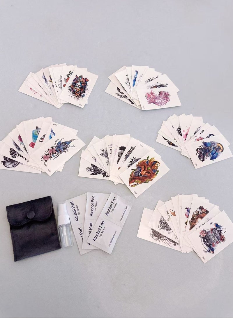 سنسيب الوشم المؤقت Synsyb ، مجموعة كبيرة من تصميمات الحيوانات والزهور المقاومة للماء ، نقل الفن الأسود والملون للرجال والنساء - Image 5