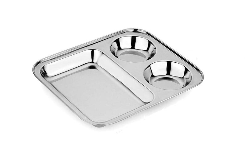 INDOROX Bhojan Thal 3 in 1 Partition Plate | Snacks Plate | Dinner Plates Vatika Bhojan Thali Tray Plate (248X290mm) - Image 2