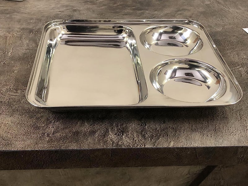INDOROX Bhojan Thal 3 in 1 Partition Plate | Snacks Plate | Dinner Plates Vatika Bhojan Thali Tray Plate (248X290mm) - Image 4