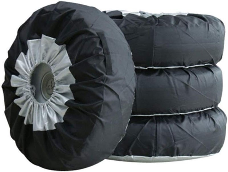 Comily Plus+ 4pcs 210D Polyester Spare Tire Covers - Black/Silver - Image 2