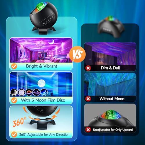 One Fire Northern Lights Projector 7-15 Year Old Boy Birthday Gifts for Him Galaxy Projector for Bedroom, 300+Colors Modes Aurora Light,15White Noise Sound Machine &Bluetooth Star Projector Galaxy Lights - Image 4