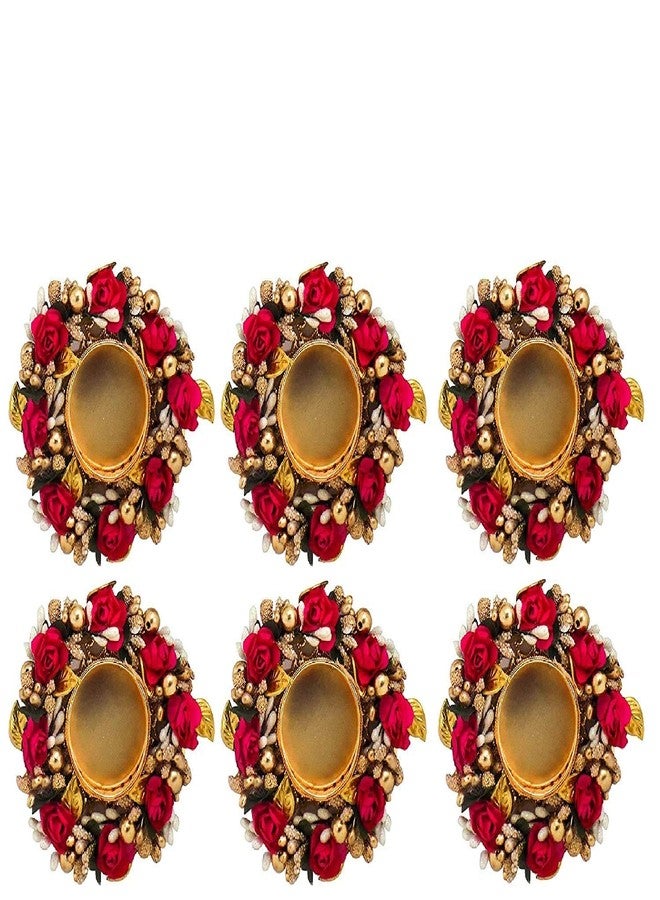 Sanvatsar Home Decorative Deepak| Corporate Gift, Diwali Gift Diya, Deepak, Candles, New Year Gift, Christmas Gifts, Home Decoration Light Diya Set (Red Color) (6 Diyas) - Image 1