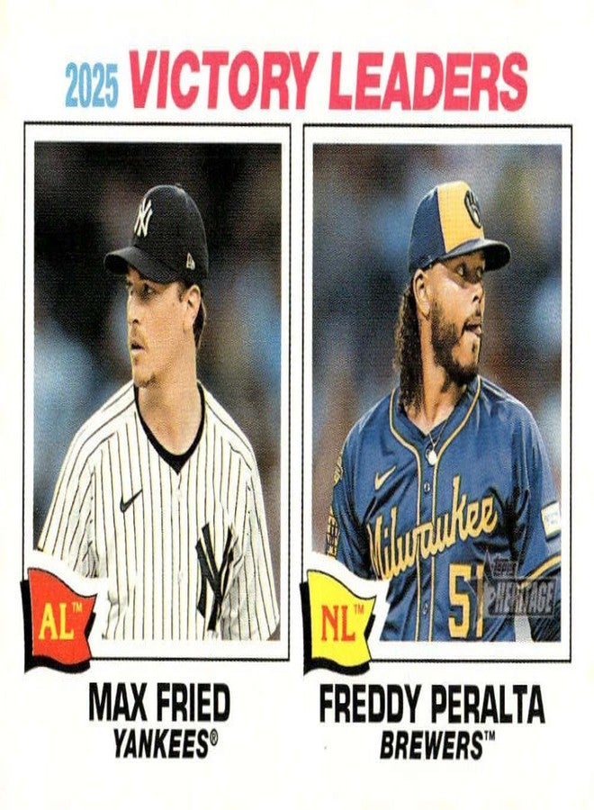2026 Topps Heritage #5 Freddy Peralta/Max Fried League Leader NMMT - Image 1