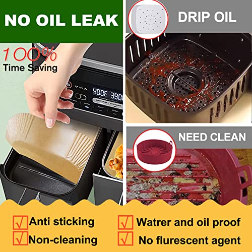 mutvle Air Fryer Liners for bella 4Qt Slim Air Fryer, Bella Air Fryer Accessories, Parchment Paper Liners Disposable Rectangular for Ninja Foodi 2-Basket, Instant Pot Vortex Plus, PowerXL Vortex(100Pcs) - Image 4