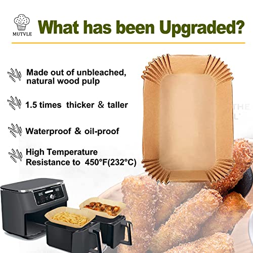 mutvle Air Fryer Liners for bella 4Qt Slim Air Fryer, Bella Air Fryer Accessories, Parchment Paper Liners Disposable Rectangular for Ninja Foodi 2-Basket, Instant Pot Vortex Plus, PowerXL Vortex(100Pcs) - Image 2