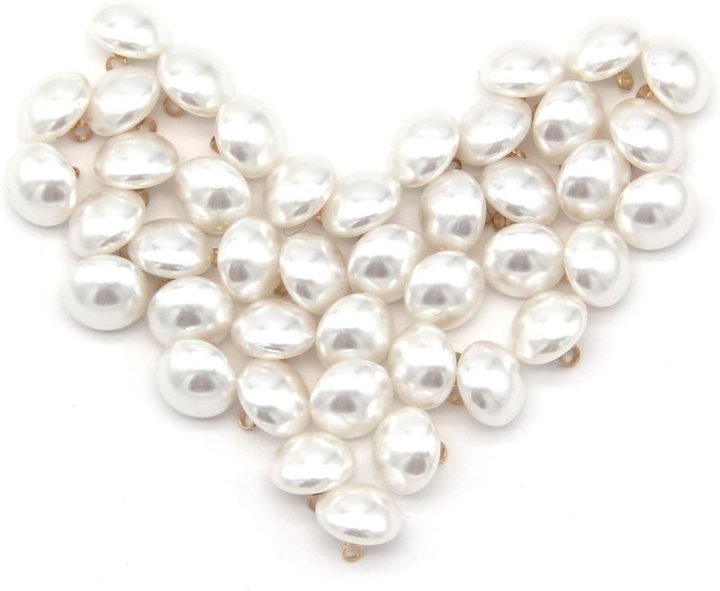 10mm semicircle mushroom-shaped imitation pearl buttons 40-piece package (suitable for sewing, shirts, skirts, wedding dresses, jewelry decoration and handmade DIY) gold - Image 4