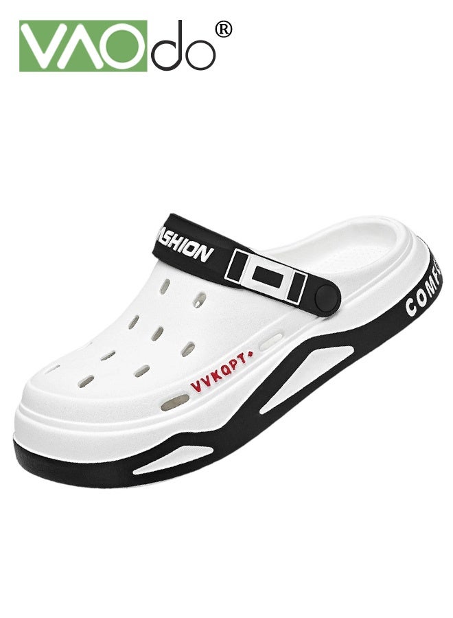 فاو دو قباقيب رجالية كاجوال، قباقيب داعمة للقوس، صنادل خارجية سهلة الارتداء، أحذية شاطئ مائية خفيفة الوزن غير قابلة للانزلاق وجيدة التهوية، شباشب خارجية عصرية باللون الأبيض - Image 1