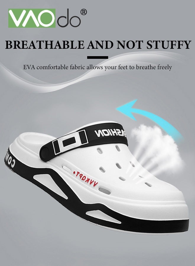 فاو دو قباقيب رجالية كاجوال، قباقيب داعمة للقوس، صنادل خارجية سهلة الارتداء، أحذية شاطئ مائية خفيفة الوزن غير قابلة للانزلاق وجيدة التهوية، شباشب خارجية عصرية باللون الأبيض - Image 5