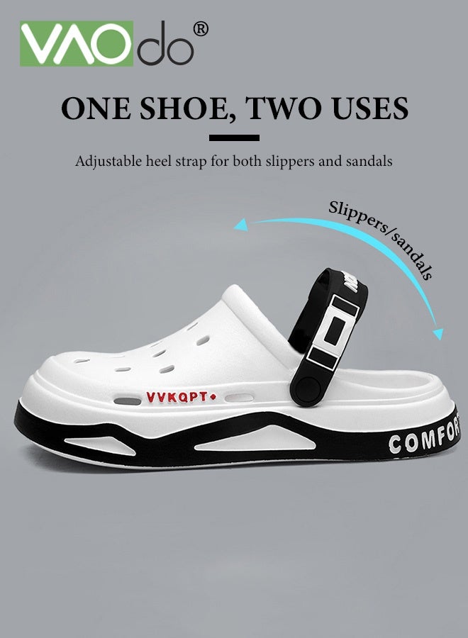 فاو دو قباقيب رجالية كاجوال، قباقيب داعمة للقوس، صنادل خارجية سهلة الارتداء، أحذية شاطئ مائية خفيفة الوزن غير قابلة للانزلاق وجيدة التهوية، شباشب خارجية عصرية باللون الأبيض - Image 4