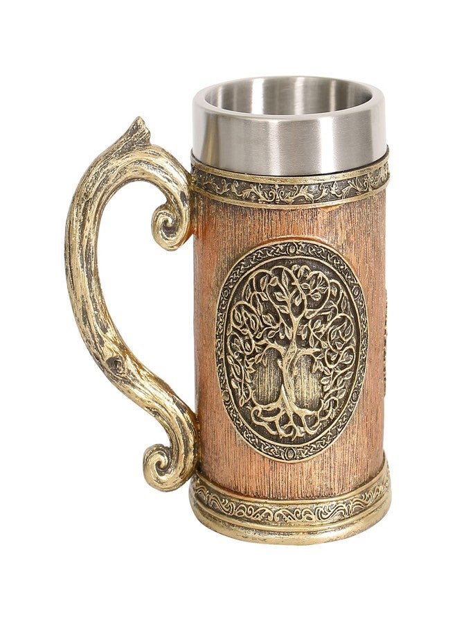 Ottalent 18fl oz Norse Mythology World Tree Yggdrasil Beer Stein Mug, Stainless SteelTheTree of Life Coffee Drink Cup for Men and Father’s Day Gift 600ml - Image 1