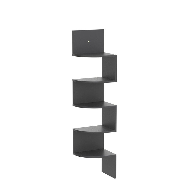 Greenco Corner Shelf, 5 Tier Shelves for Wall Storage, Easy-to-Assemble Floating Wall Mount Shelves for Offices, Bedrooms, Bathrooms, Kitchens, Living Rooms and Dorm Rooms, Espresso Finish - Image 4