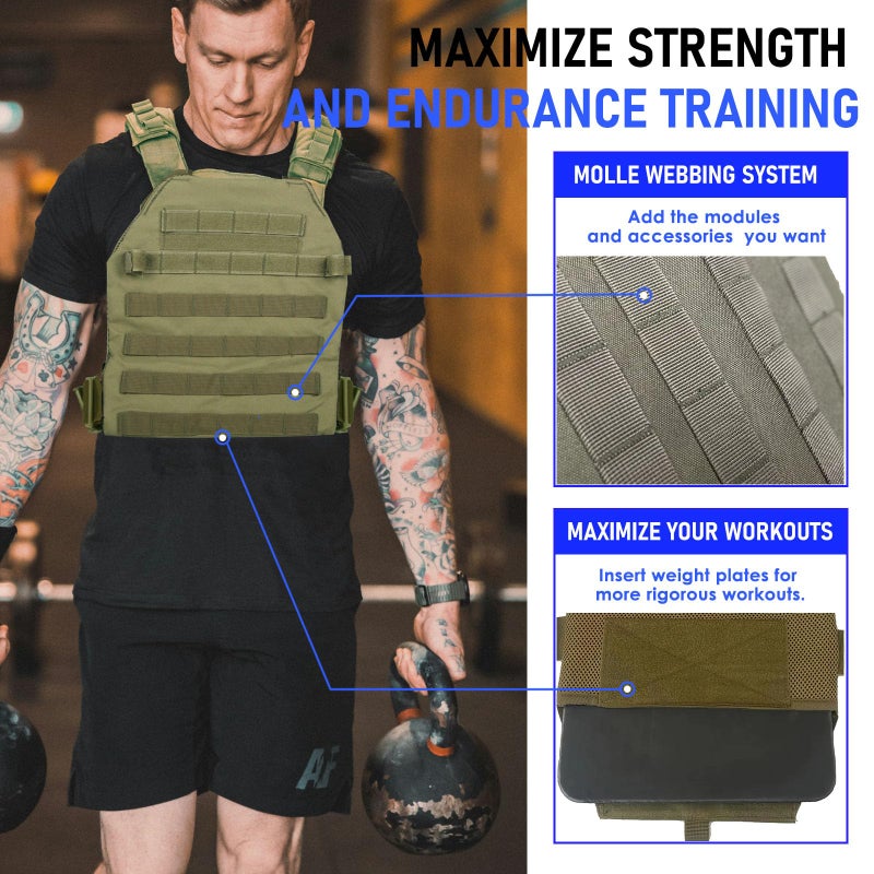 Miramrax Weighted Vest for Men and Women Weight Vests Adjustable Strength and Endurance Training Fitness Workouts Tactical Running Gym (Green) - Image 3