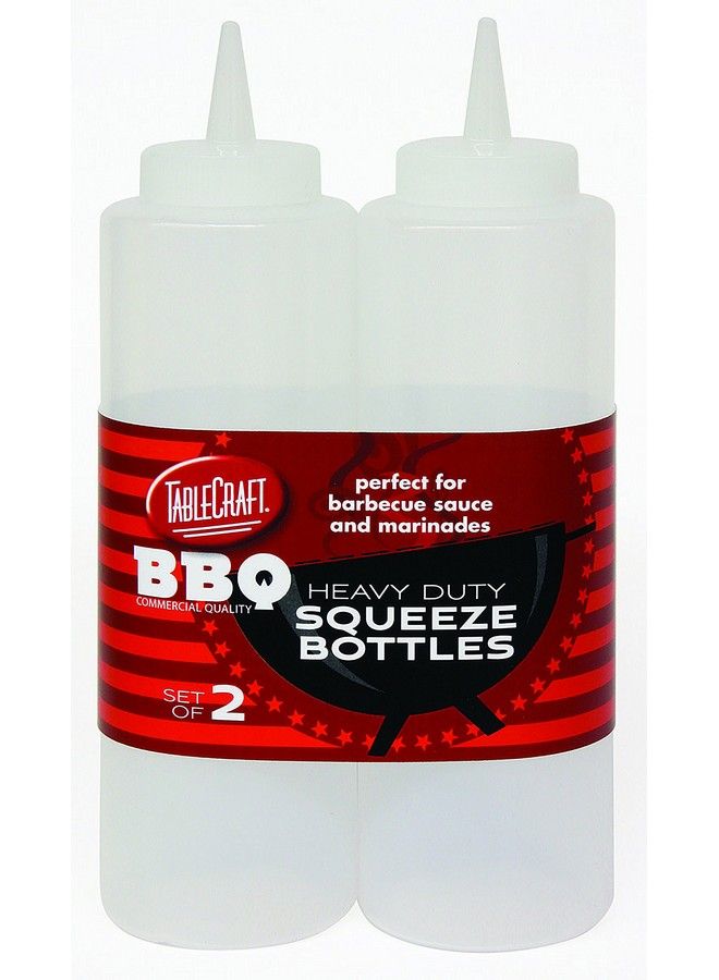 Tablecraft 12 Oz Clear Heavy Duty Squeeze Bottle (2 Pack) - Image 2