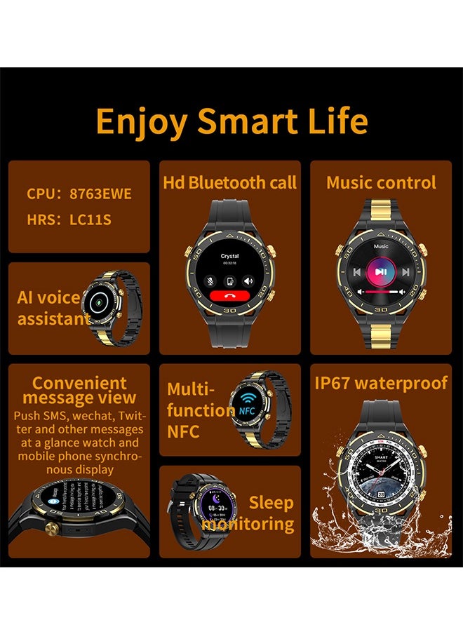 DAREU - Smart Watch 1.45" Smart Watches for Men, Bluetooth Call, AI Voice Assistant, Blood pressure/Blood oxygen/Heart Rate Monitor Monitoring Watch, Support Nfc + Additional Replacement Strap Android iOS - Image 1