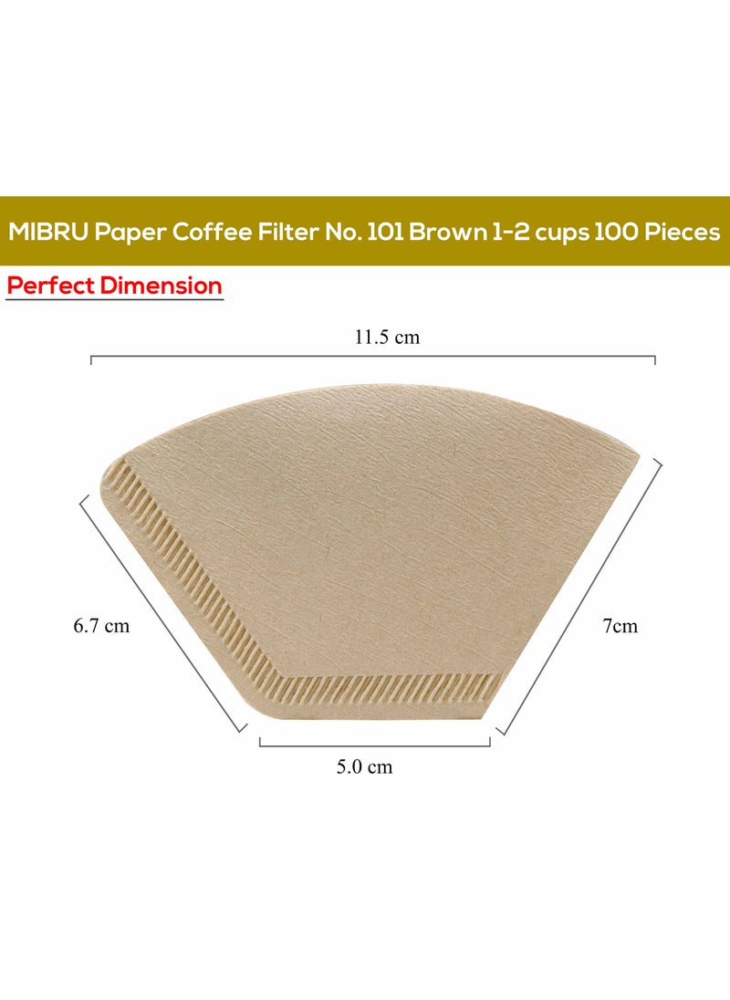 MIBRU Paper Coffee Filters No. 101 Brown 1-2 cups 100 Pieces  - Image 4
